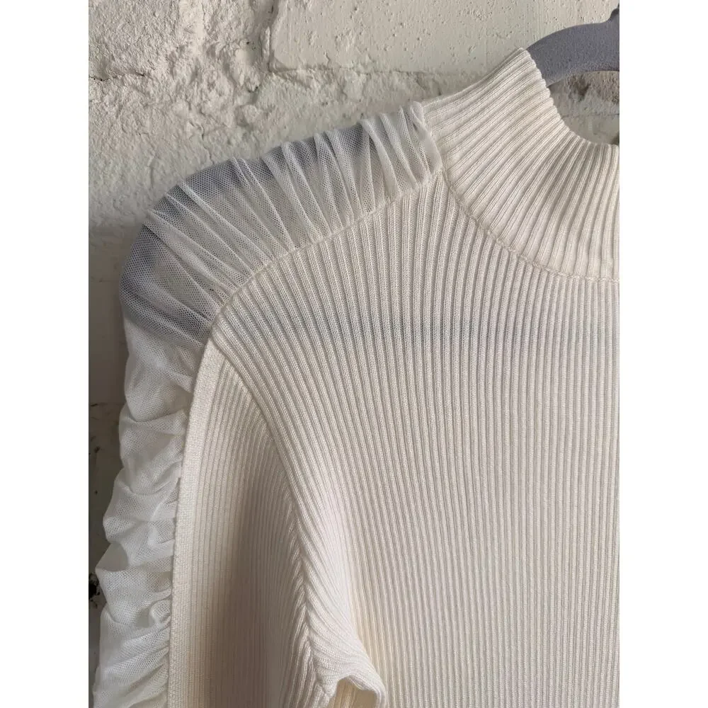 Fashion Nova Laura Ribbed Sweater Midi Dress Ivory Size XL New With Tags - Picture 3 of 10